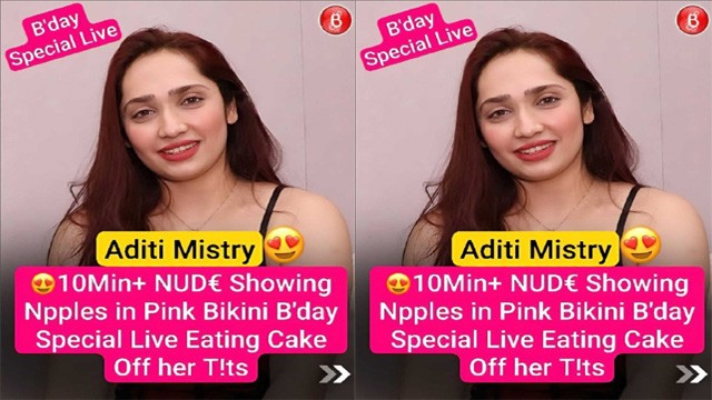 Aditi Mistry Nude Showing – Nipple in Pink B!kini – Birthday Special Live