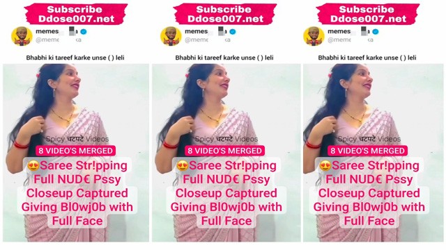 Desi Bhabhi Latest Trending Viral Saree Stripping – Full Nude Pssy Closeup Captured – Giving Blowjob with Full Face Mms Video