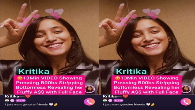 Kritika Most Exclusive 13Min Premium Live Showing – Pressing Boobs with Full Face Hot Expressions